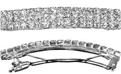 Rhinestone Barrette - 3.25" French Clip Barrette Crystal