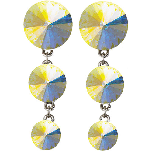 Graduated Drop Earrings - Crystal AB Clipped