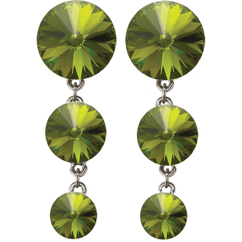 Starlight Crystal Earrings Graduated Drop - Olivine Pierced