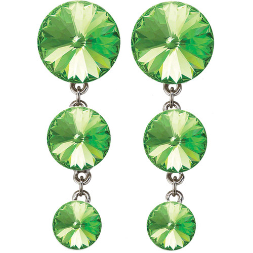 Starlight Crystal Earrings Graduated Drop - Peridot Clipped