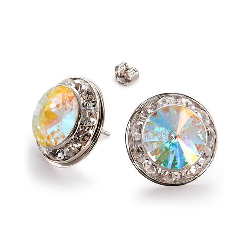 15mm Performance Earrings with Sterling Silver Posts - Crystal AB Pierced