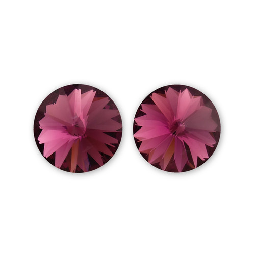 14mm Simple Rivoli Earrings - Amethyst Clipped