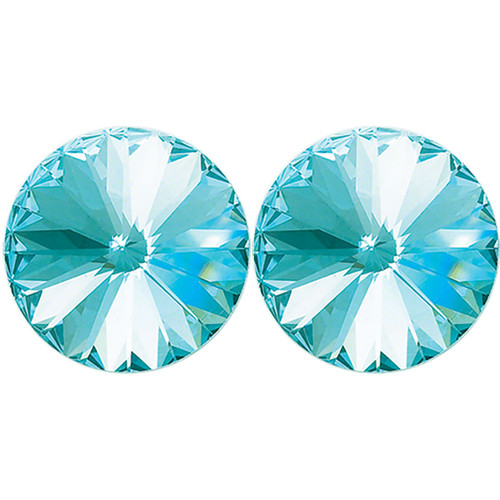 14mm Simple Rivoli Earrings - Aquamarine Pierced
