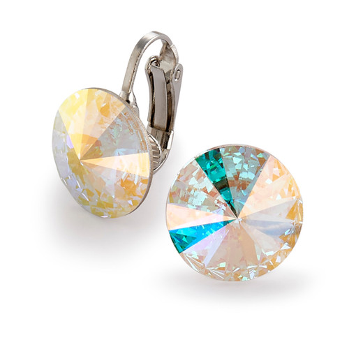 16mm Simple Rivoli Earrings - Crystal AB Clipped