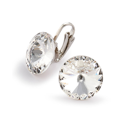 14mm Simple Rivoli Earrings - Crystal Clipped