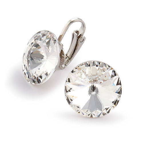 16mm Simple Rivoli Earrings - Crystal Clipped
