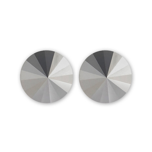 14mm Simple Rivoli Earrings - Hematite Clipped