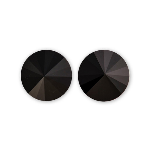 14mm Simple Rivoli Earrings - Jet Clipped