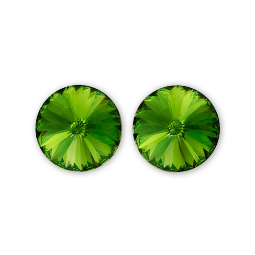 14mm Simple Rivoli Earrings - Olivine Pierced