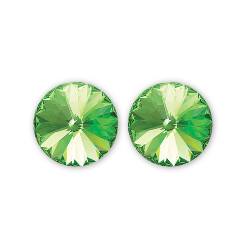 14mm Simple Rivoli Earrings - Peridot Pierced