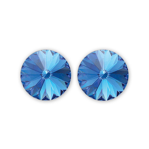 14mm Simple Rivoli Earrings - Sapphire Pierced