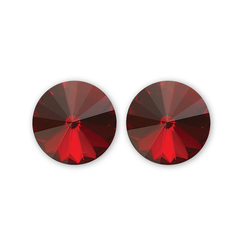 14mm Simple Rivoli Earrings - Siam Clipped