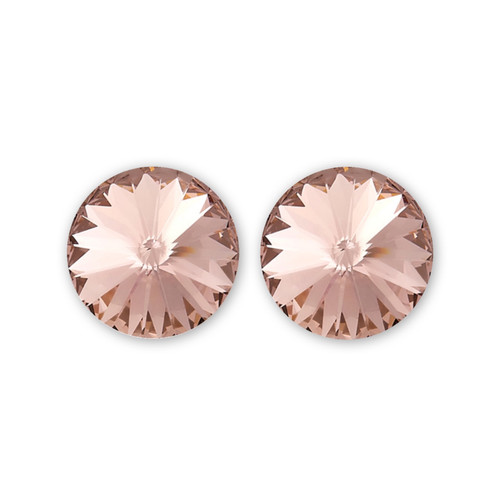 14mm Simple Rivoli Earrings - Vintage Rose Pierced