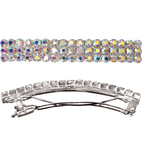 Rhinestone Barrette - 2.75" French Clip Barrette Crystal AB