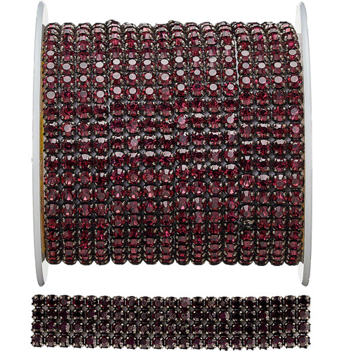 PriceLess Crystal Banding Metal Set 4 Row Amethyst/Black