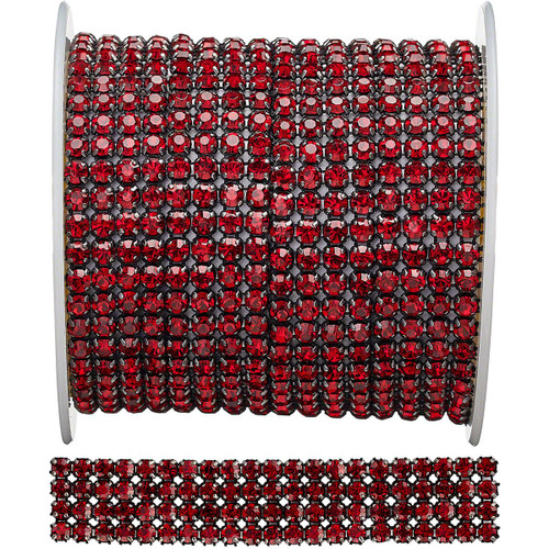 PriceLess Crystal Banding Metal Set 4 Row Siam/Black