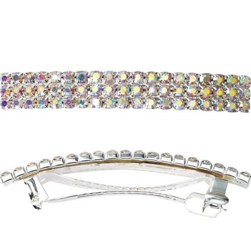 Rhinestone Barrette - 3.25" French Clip Barrette Crystal AB
