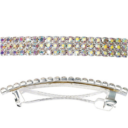 Rhinestone Barrette - 3.25" French Clip Barrette Crystal AB