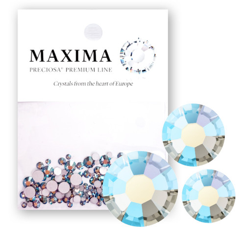 MAXIMA Crystals by Preciosa Mix Pack Flatback Round Black Diamond Shimmer AB