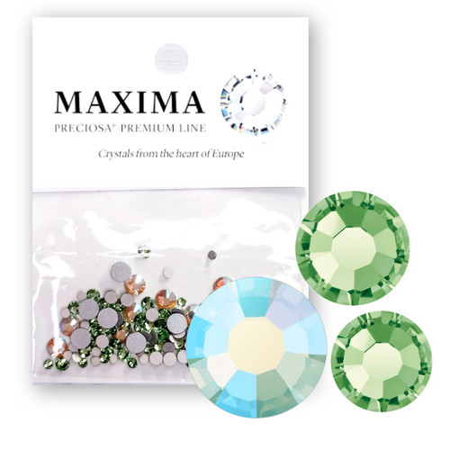 MAXIMA Crystals by Preciosa Mix Pack Flatback Round Chrysolite Opal AB