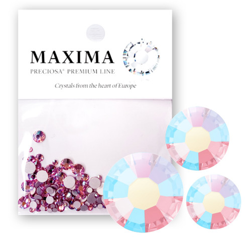 MAXIMA Crystals by Preciosa Mix Pack Flatback Round Light Rose Shimmer AB