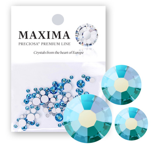 MAXIMA Crystals by Preciosa Mix Pack Flatback Round Blue Zircon Shimmer AB