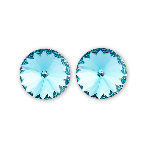 14mm Simple Rivoli Earrings - Aqua Bohemica Pierced