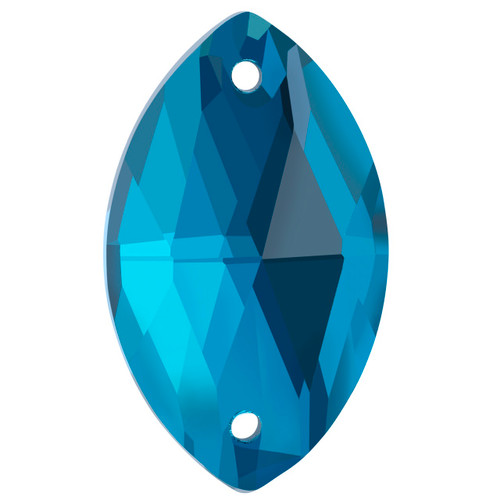 PriceLess Sew On Navette Blue Zircon 22x13mm