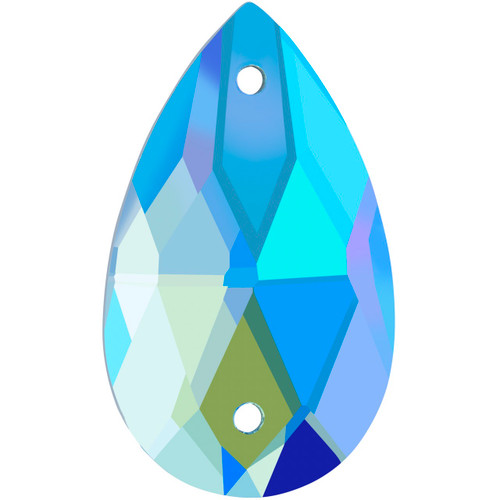 PriceLess Sew On Pear Turquoise AB 22x13mm