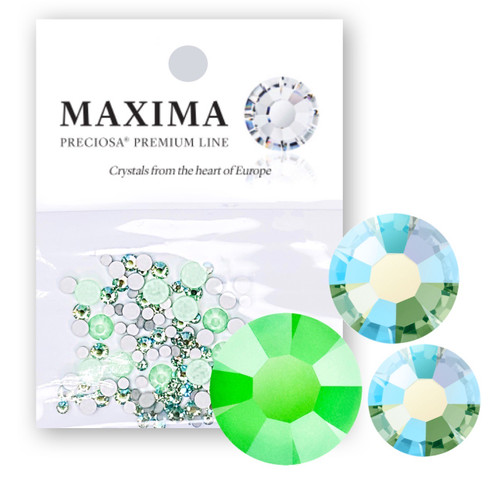 MAXIMA Crystals by Preciosa Mix Pack Flatback Round Neon Green