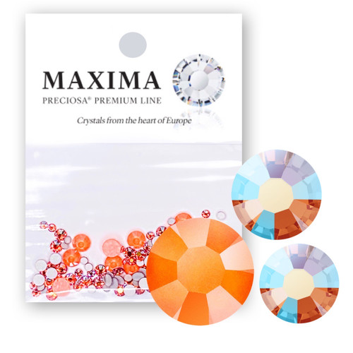 MAXIMA Crystals by Preciosa Mix Pack Flatback Round Neon Orange