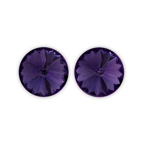 14mm Simple Rivoli Earrings - Purple Velvet Pierced