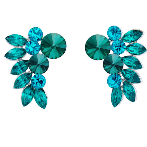 Starlight Crystal Jewelry™ Dance Sport Earring Emerald/Blue Zircon Pierced