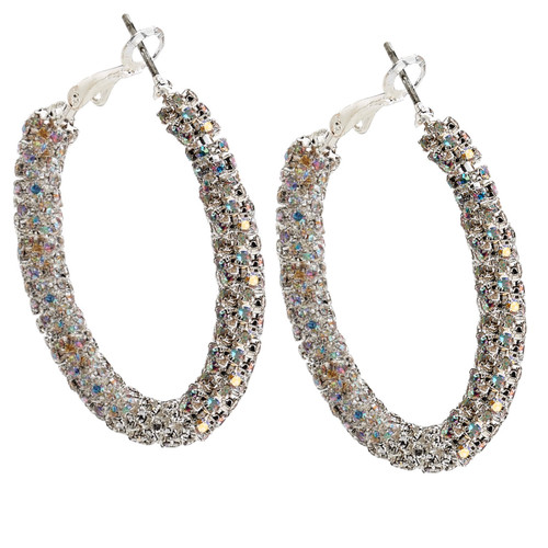 Starlight Crystal Jewelry™ Pave Hoop Earring Crystal AB 40mm Pierced