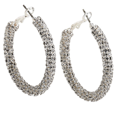 Starlight Crystal Jewelry™ Pave Hoop Earring Crystal 40mm Pierced