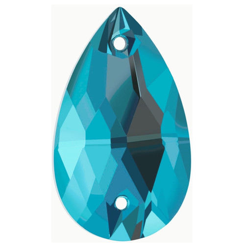 Starcut Crystal Sew On Pear Blue Zircon 22x13mm
