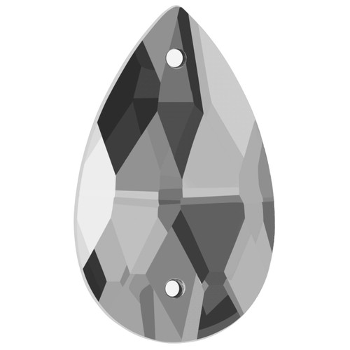 Starcut Crystal Sew On Pear Black Diamond 22x13mm