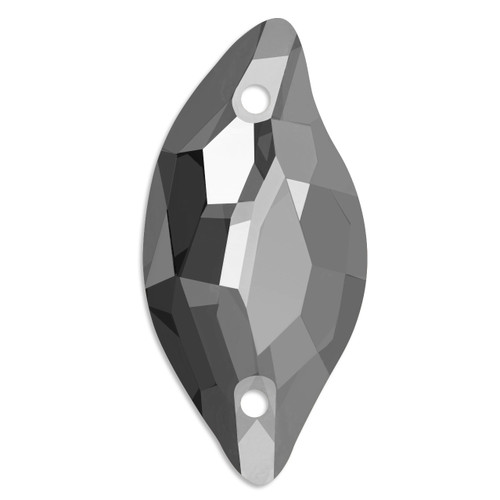Starcut Crystal Sew On Leaf Jet Hematite 20x10mm