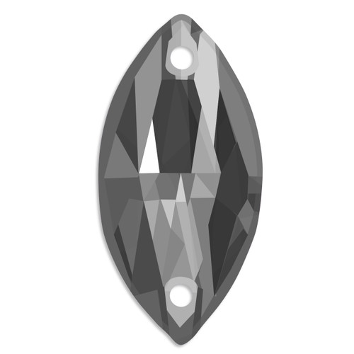 Starcut Crystal Sew On Navette Jet Hematite 18x9mm