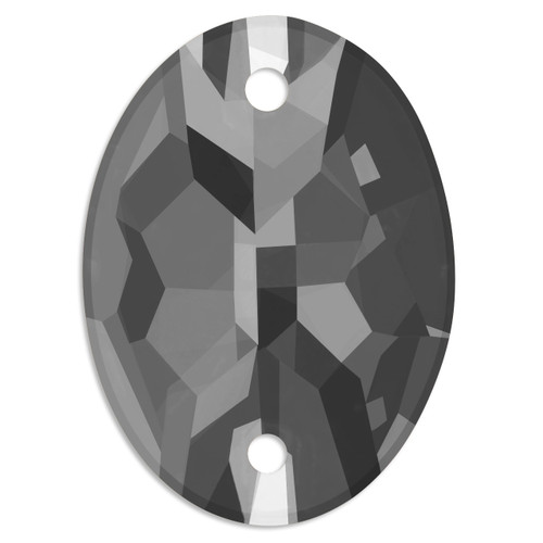 Starcut Crystal Sew On Oval Jet Hematite 18x13mm