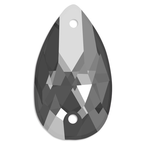 Starcut Crystal Sew On Pear Jet Hematite 28x17mm