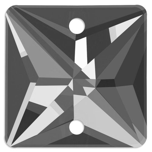 Starcut Crystal Sew On Square Jet Hematite 14mm