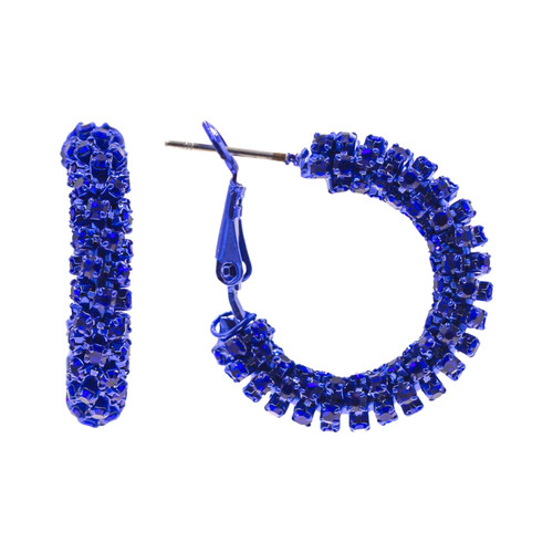 Starlight Crystal Jewelry™ Pave Hoop Earring Sapphire 20mm Pierced