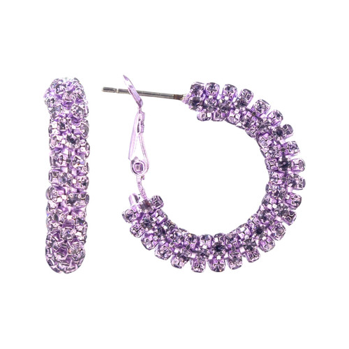 Starlight Crystal Jewelry™ Pave Hoop Earring Tanzanite 20mm Pierced