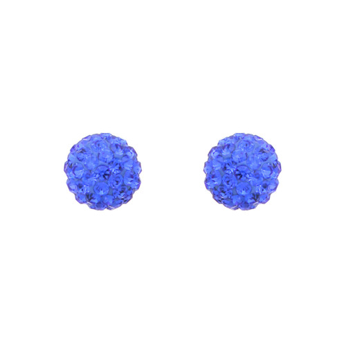 Crystal Avenue Earrings 23140 - 10mm Clay Ball Stud Sapphire Pierced