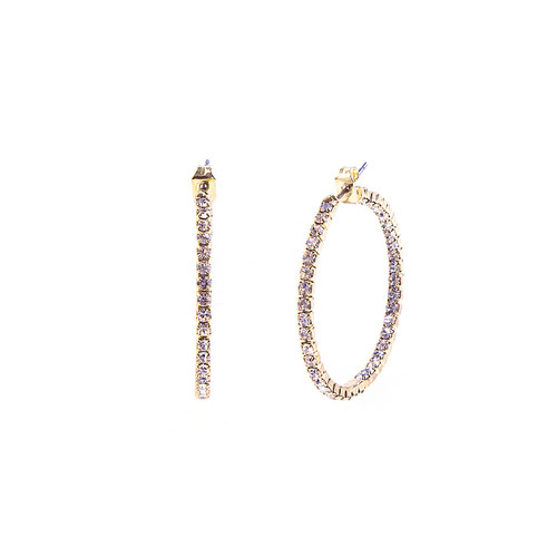 Crystal Avenue Earrings 25406 - 30mm Hoop Crystal/Gold Pierced