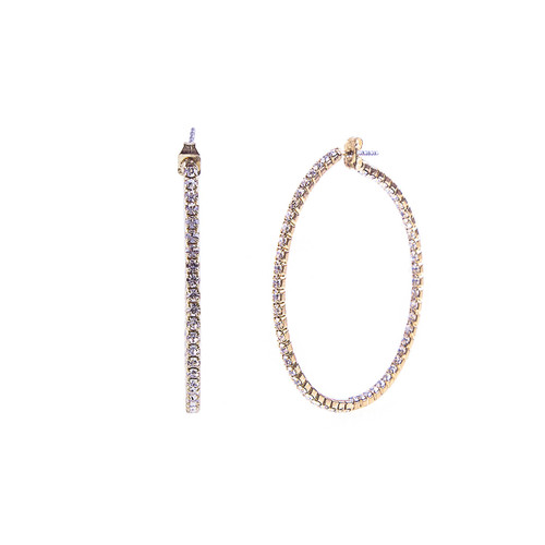 Crystal Avenue Earrings 25406 - 40mm Hoop Crystal/Gold Pierced