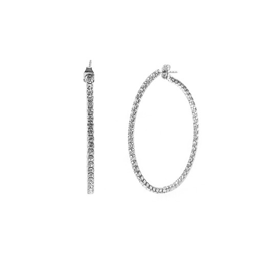 Crystal Avenue Earrings 25406 - 40mm Hoop Crystal/Silver Pierced