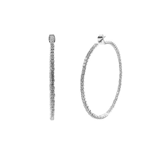 Crystal Avenue Earrings 25406 - 50mm Hoop Crystal/Silver Pierced
