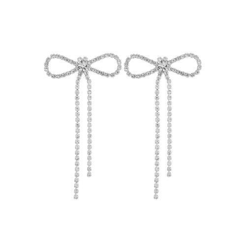 Crystal Avenue Earrings 26646 - Rhinestone Ribbon Crystal/Silver Pierced